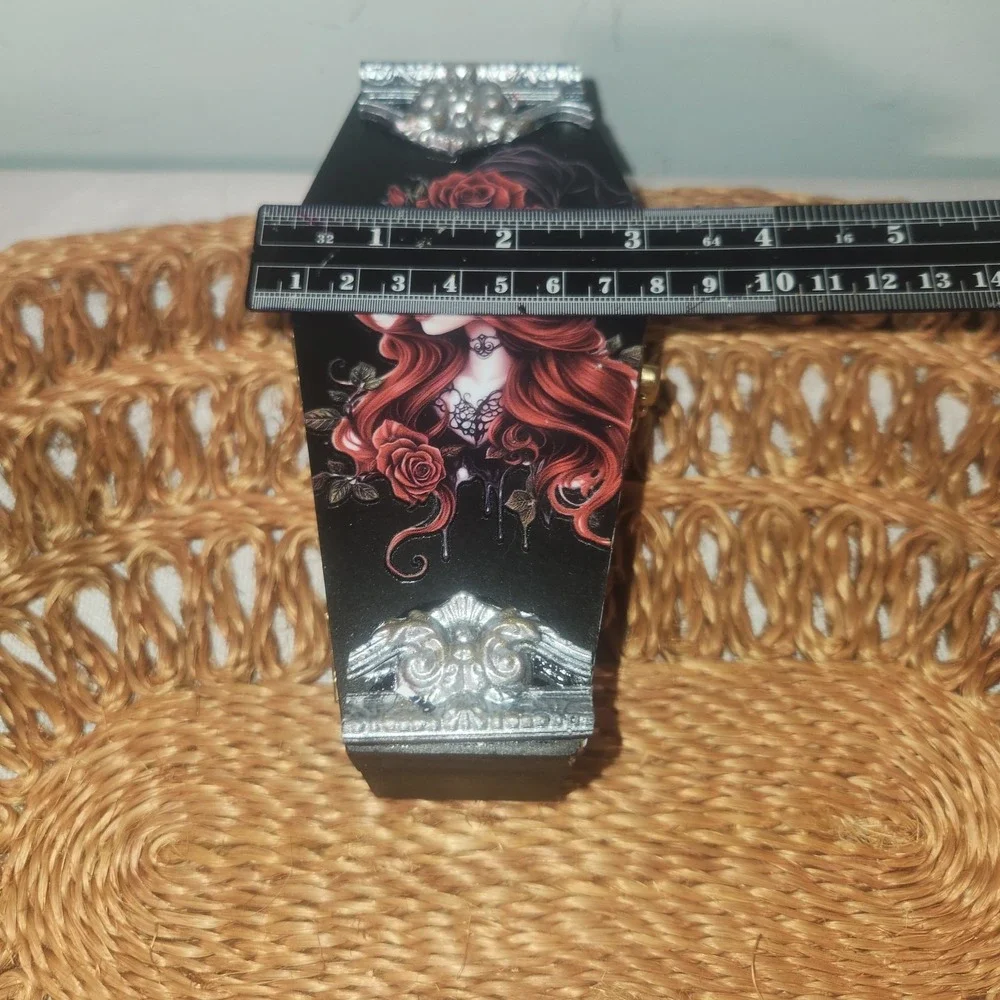 Goth Art Piece Wood Jewelry Box Size 6inx3inx2in